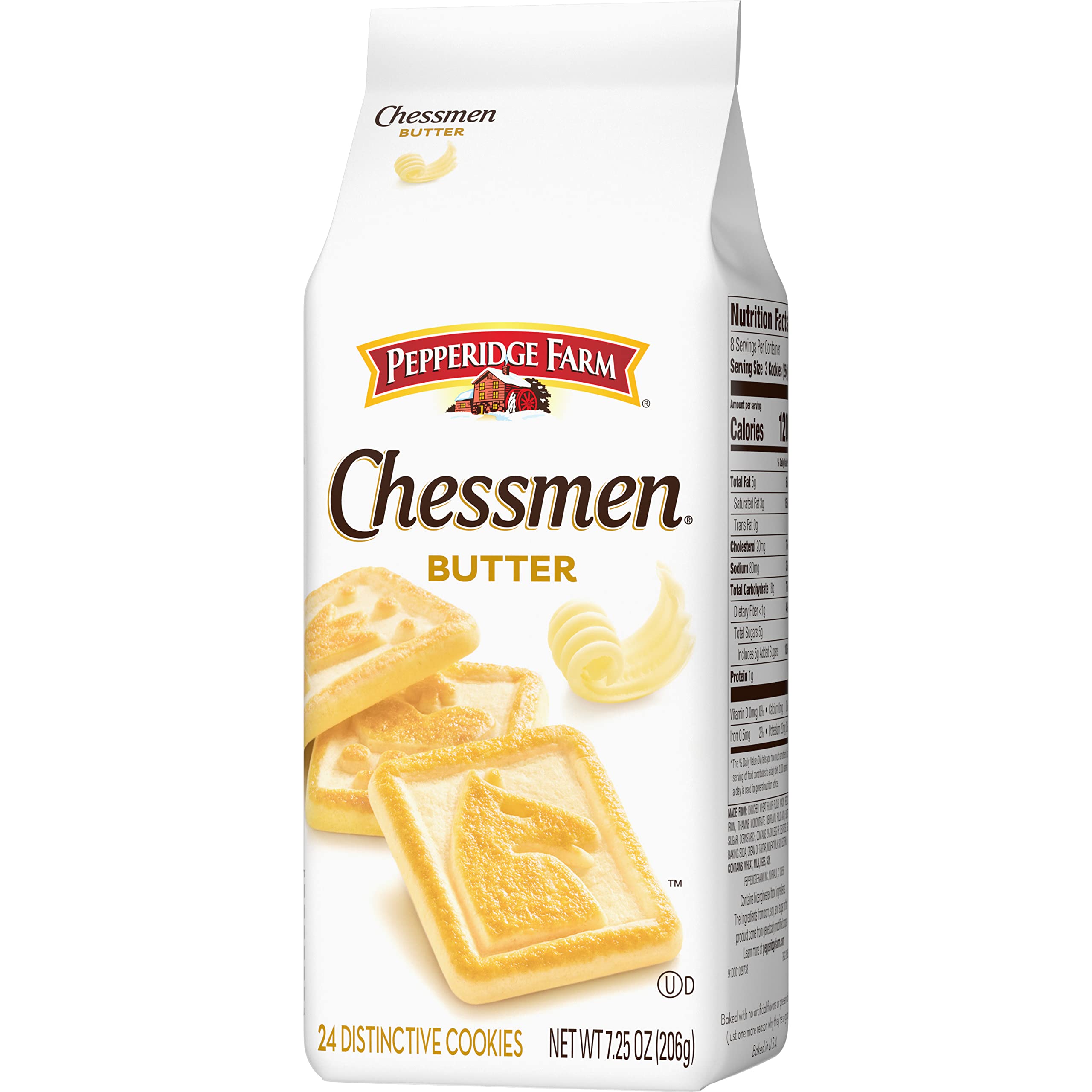 Pepperidge Farm Chessmen Butter Cookies - 7.25oz (24 Cookies) - Pack of 24 - Rich Buttery Shortbread Cookies for Holiday Gifts, Tea Time & Party Snacks