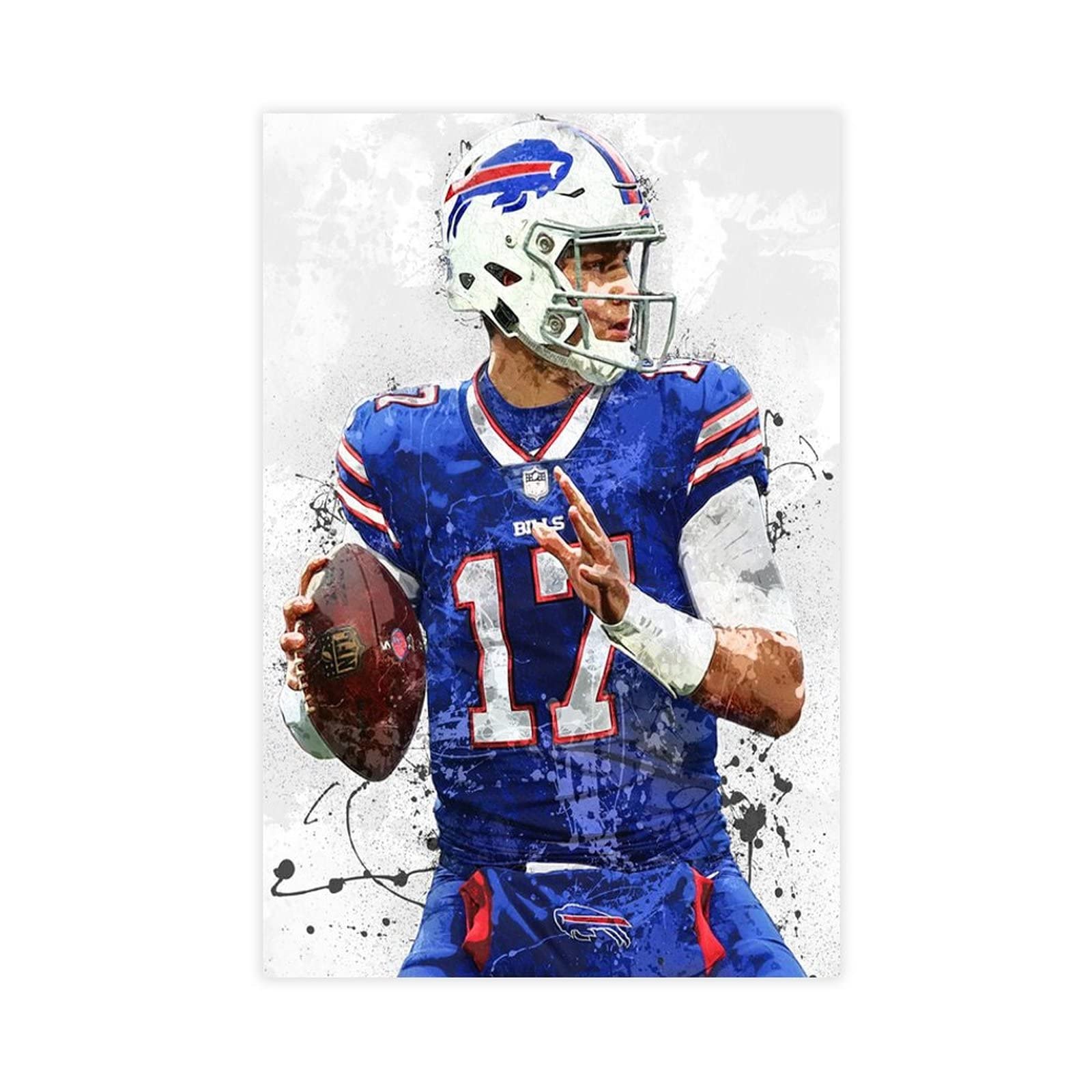 Josh Allen Buffalo Bills Poster - 12x18 Inches (30x45cm) Unframed Canvas Print - NFL Football Wall Art for Bedroom, Office & Man Cave Decor - Perfect Gift for Sports Fans