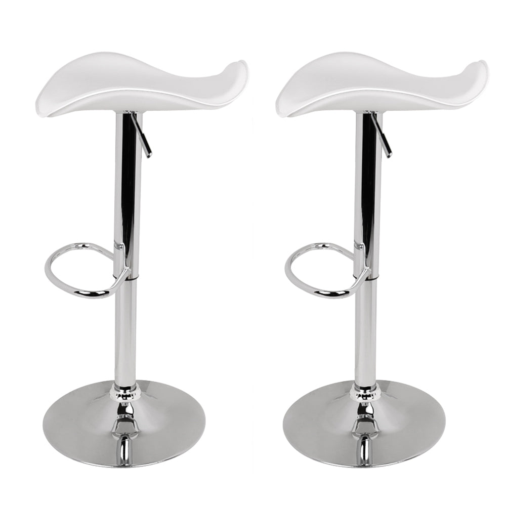 2-Pack White Leather Bar Stools with Gas Lift Mechanism - Perfect for Kitchen Islands, Breakfast Bars & Home Bars