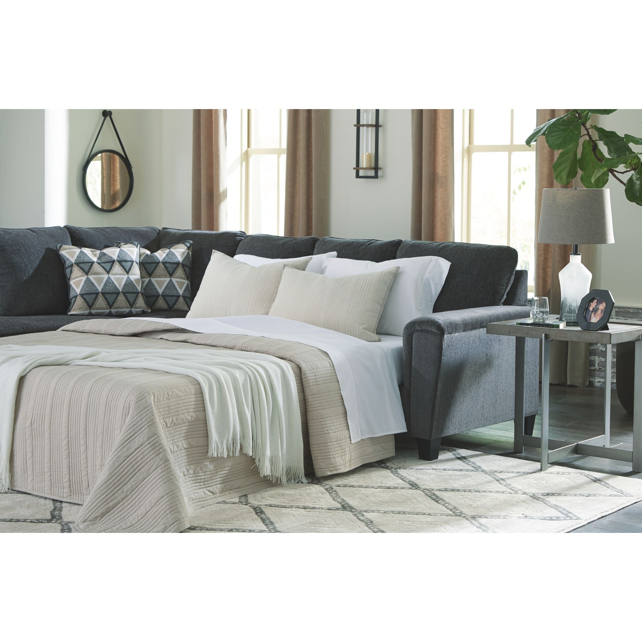 Abinger 2-Piece Sleeper Sectional Sofa with Chaise Lounge - Convertible L-Shaped Couch Bed for Small Spaces, Living Room & Guest Room Comfort