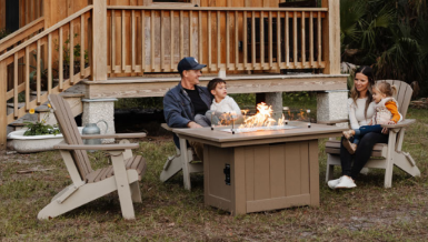 Premium Outdoor Fire Table - Modern Patio Heater with Glass Wind Guard for Backyard, Deck, Garden - Perfect for Camping & Entertaining