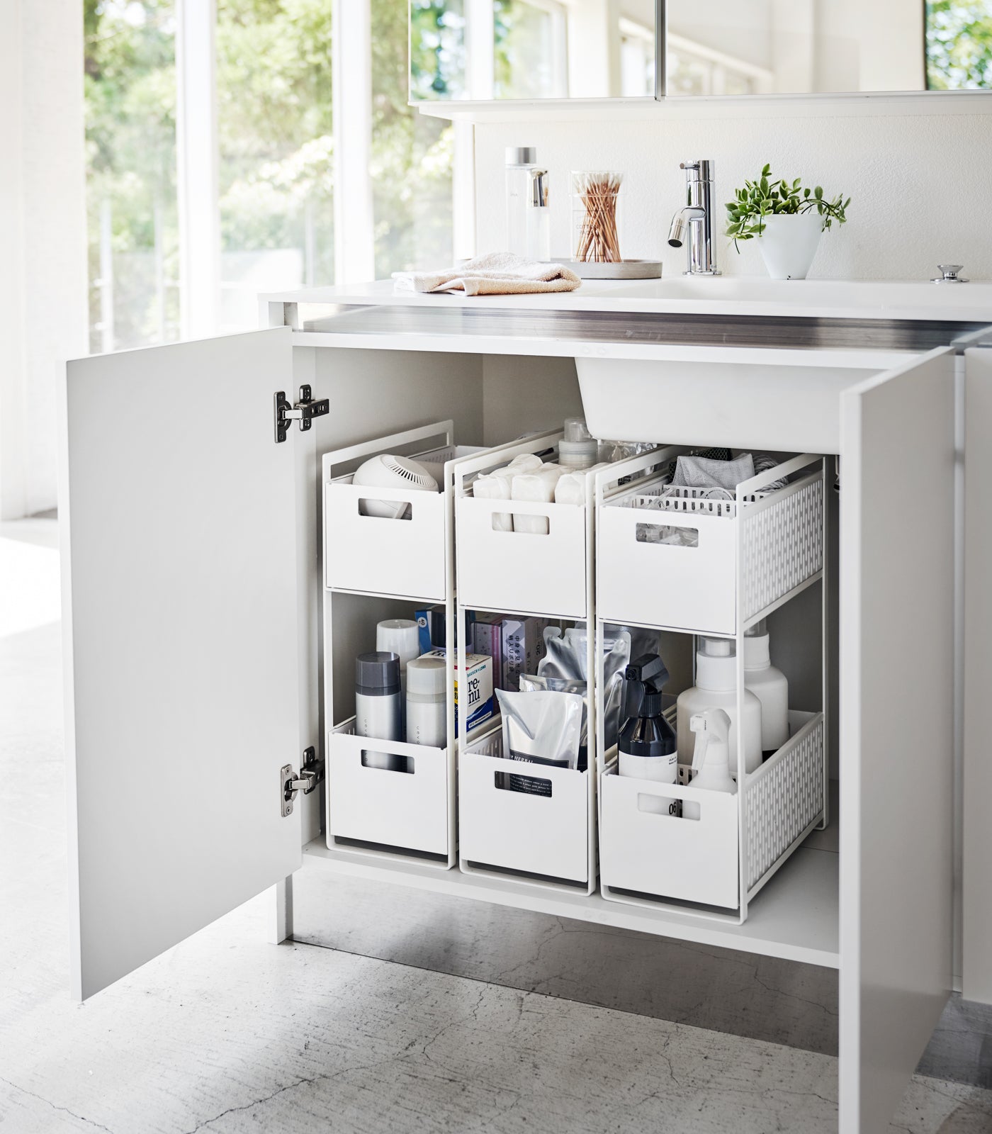 2-Tier Cabinet Storage Basket - Organize Kitchen, Bathroom & Pantry - Space Saving Storage Solution for Home & Office
