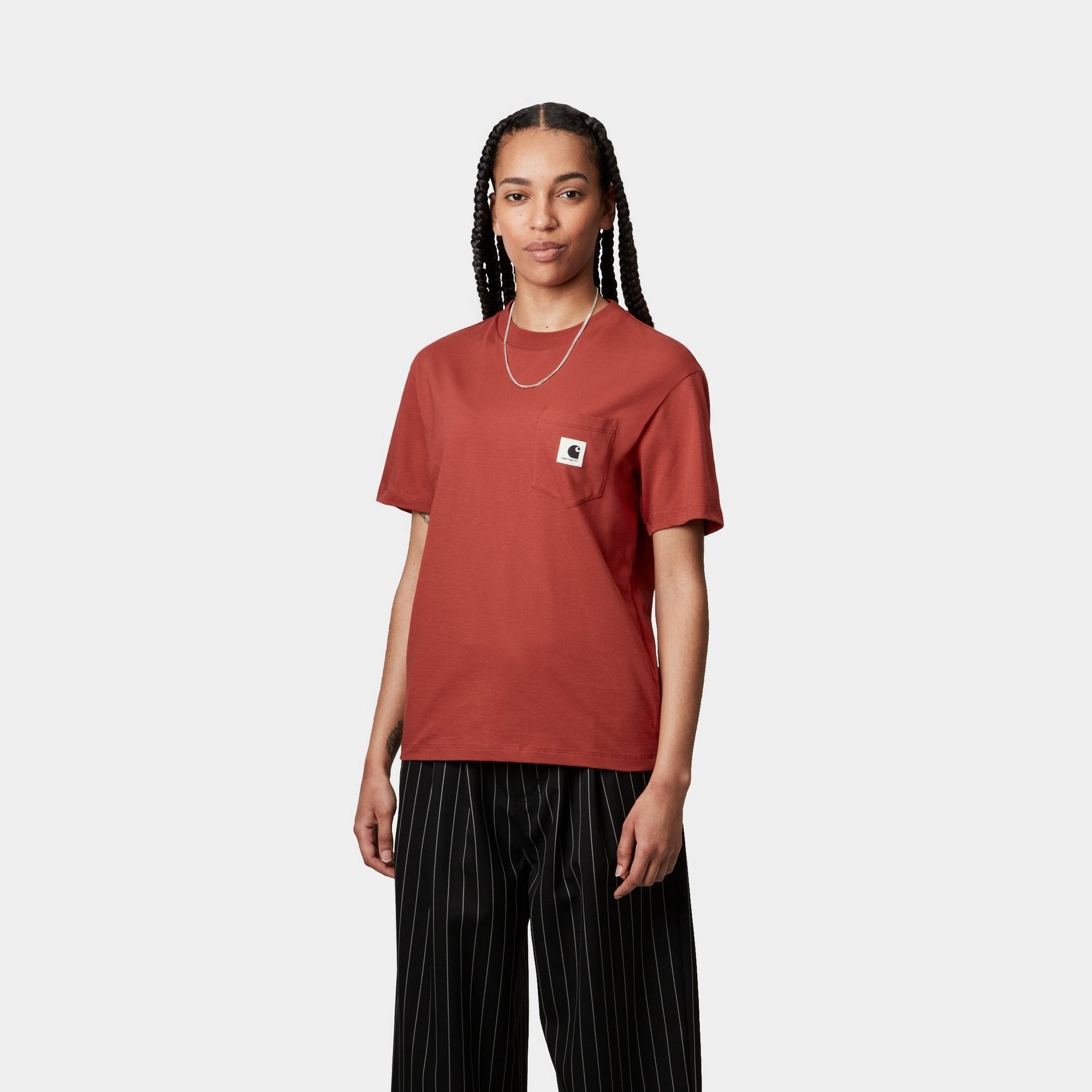 Vermilion Women's Pocket T-Shirt - Soft Cotton Casual Tee for Everyday Wear | Perfect for Work, Outings & Relaxing