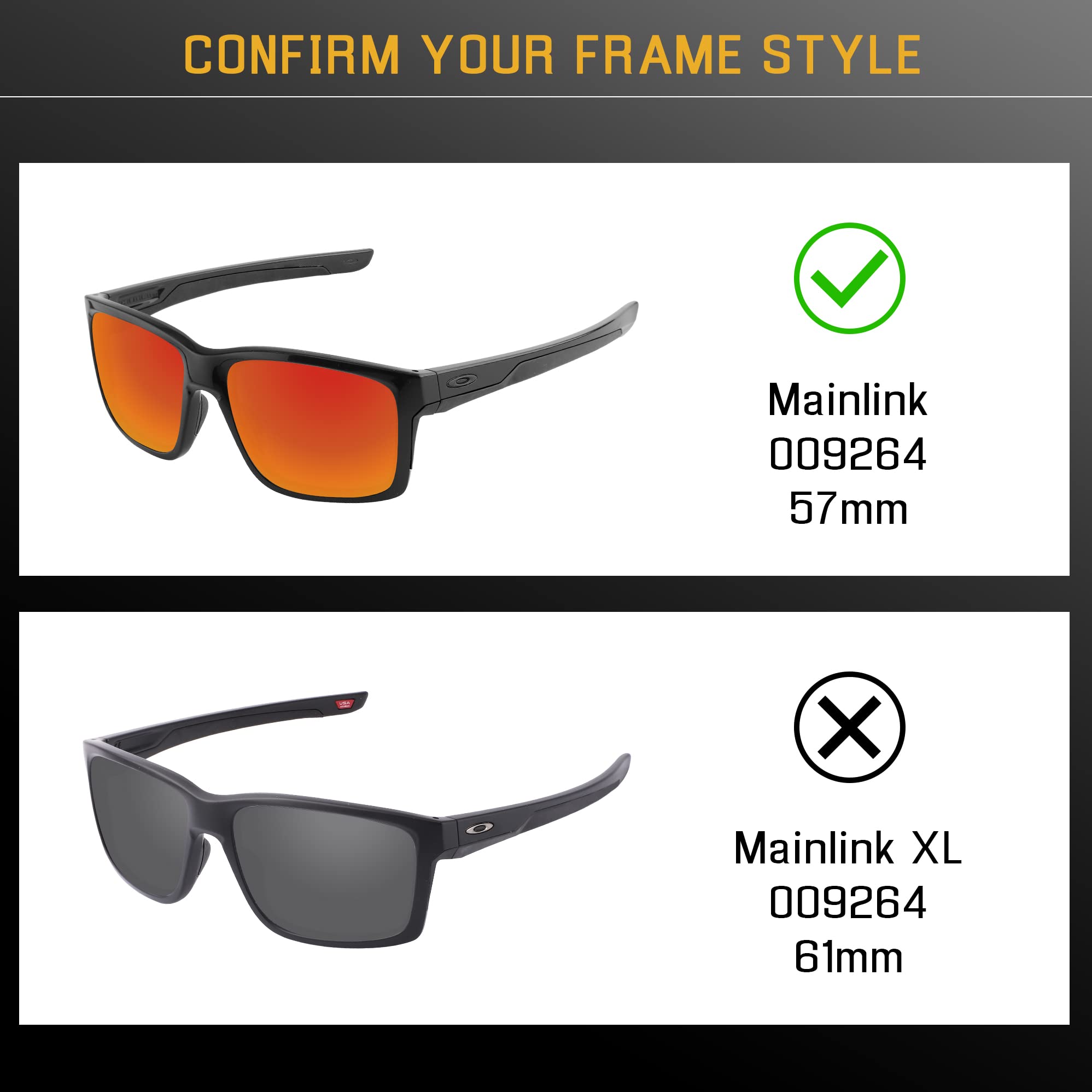 Bwake Polarized Replacement Lenses for Oakley Mainlink Sunglasses - UV Protection, Anti-Glare for Outdoor Sports, Driving & Daily Use