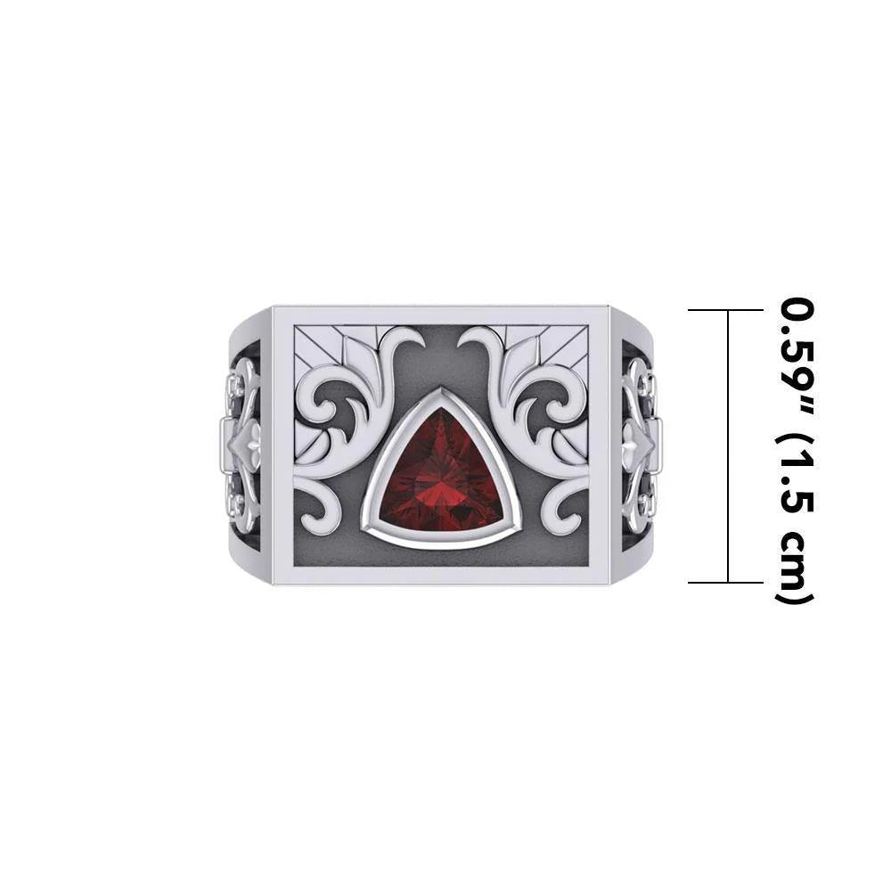 Fleur de Lis Silver Signet Men's Ring - Sterling Silver Pinky Ring for Men - Elegant Jewelry Gift for Him - Perfect for Weddings, Promotions & Everyday Wear