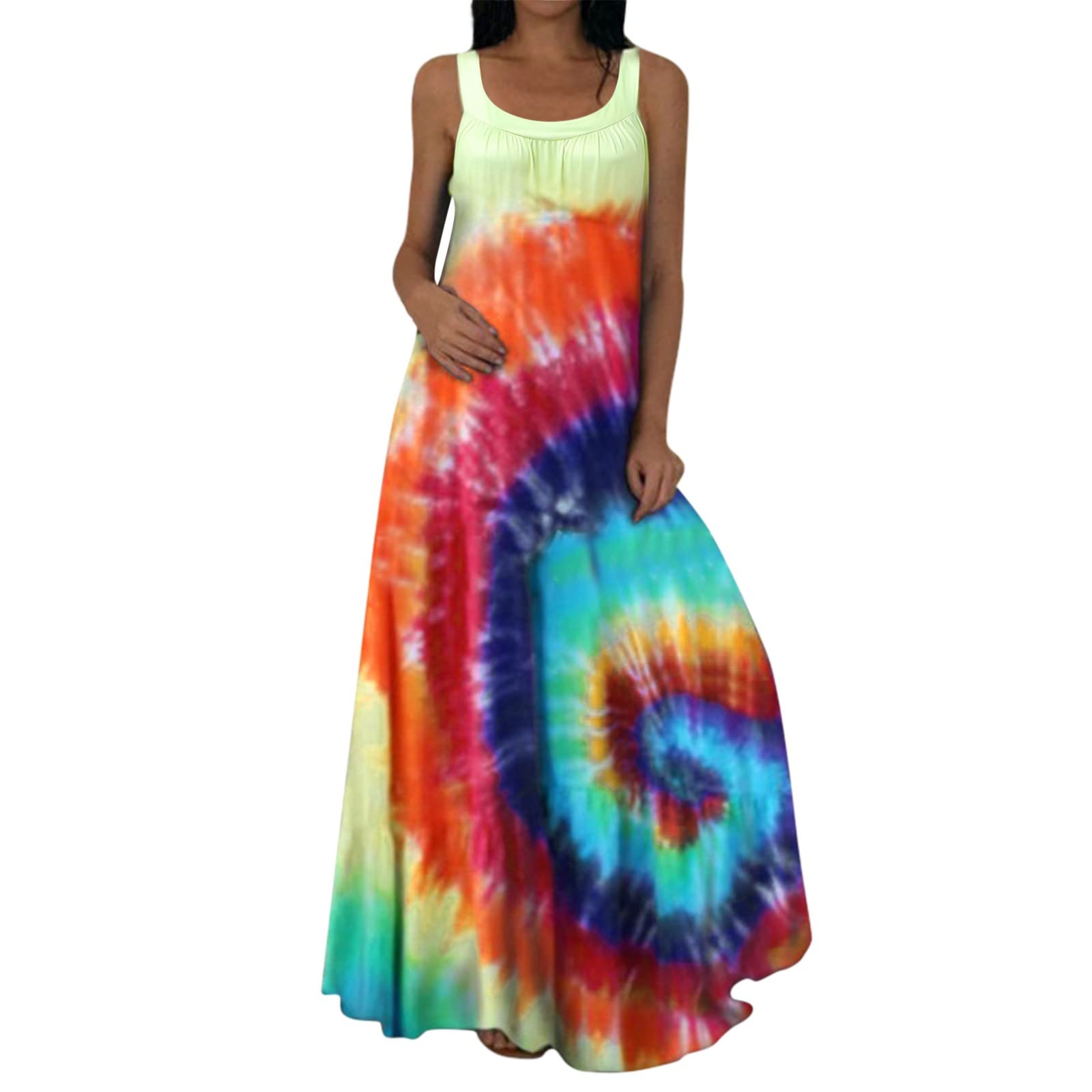Keepfit Casual Floral Maxi Dress - Sleeveless Flowy Summer Boho Dress for Wedding Guest, Beach Party & Vacation | Lightweight Comfortable Women's Dress