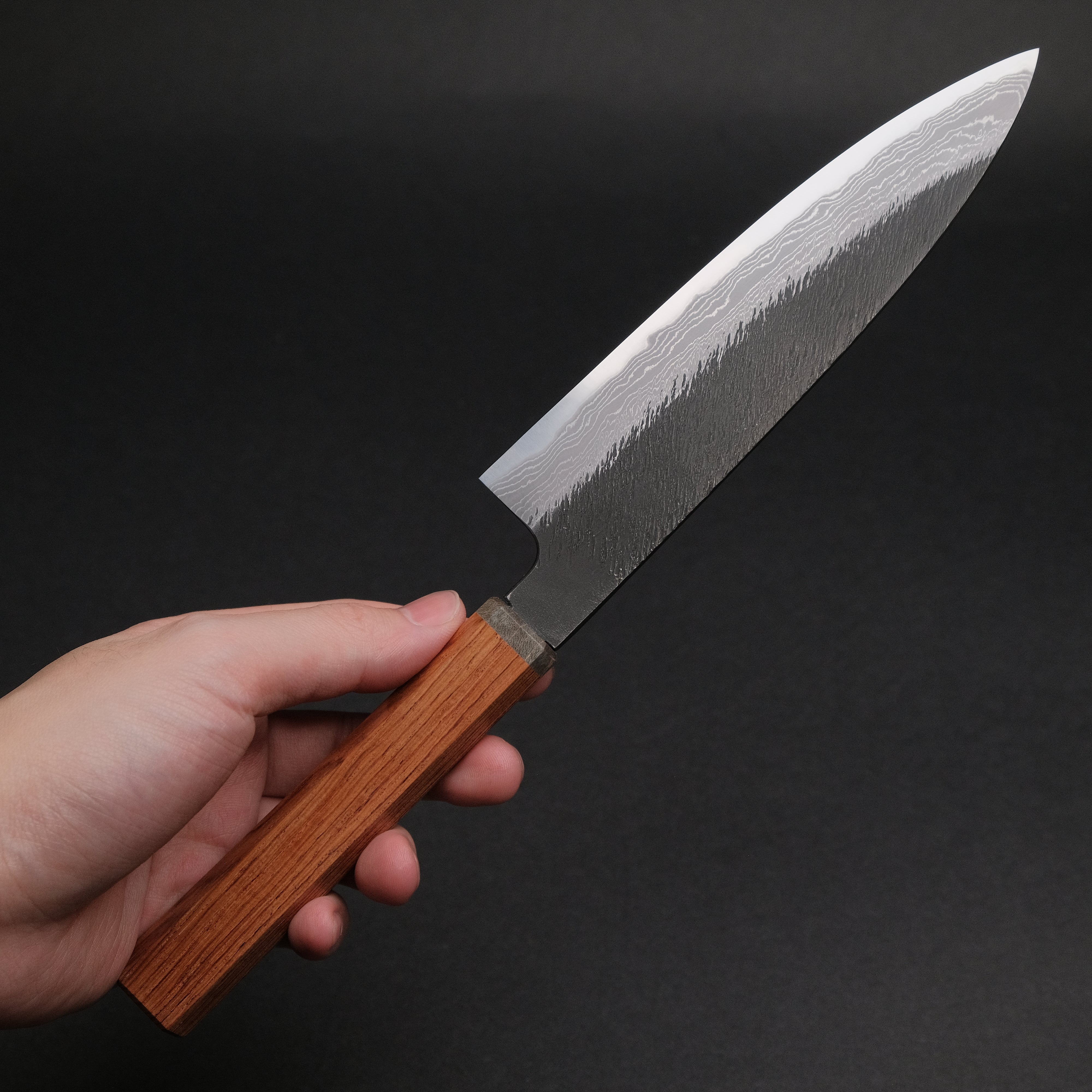 Premium Ajikataya White #2 Matsuba Damascus Petty Knife 150mm - Rosewood & Stabilized Wood Handle (#27) - Perfect for Slicing Fruits, Vegetables & Precision Kitchen Tasks