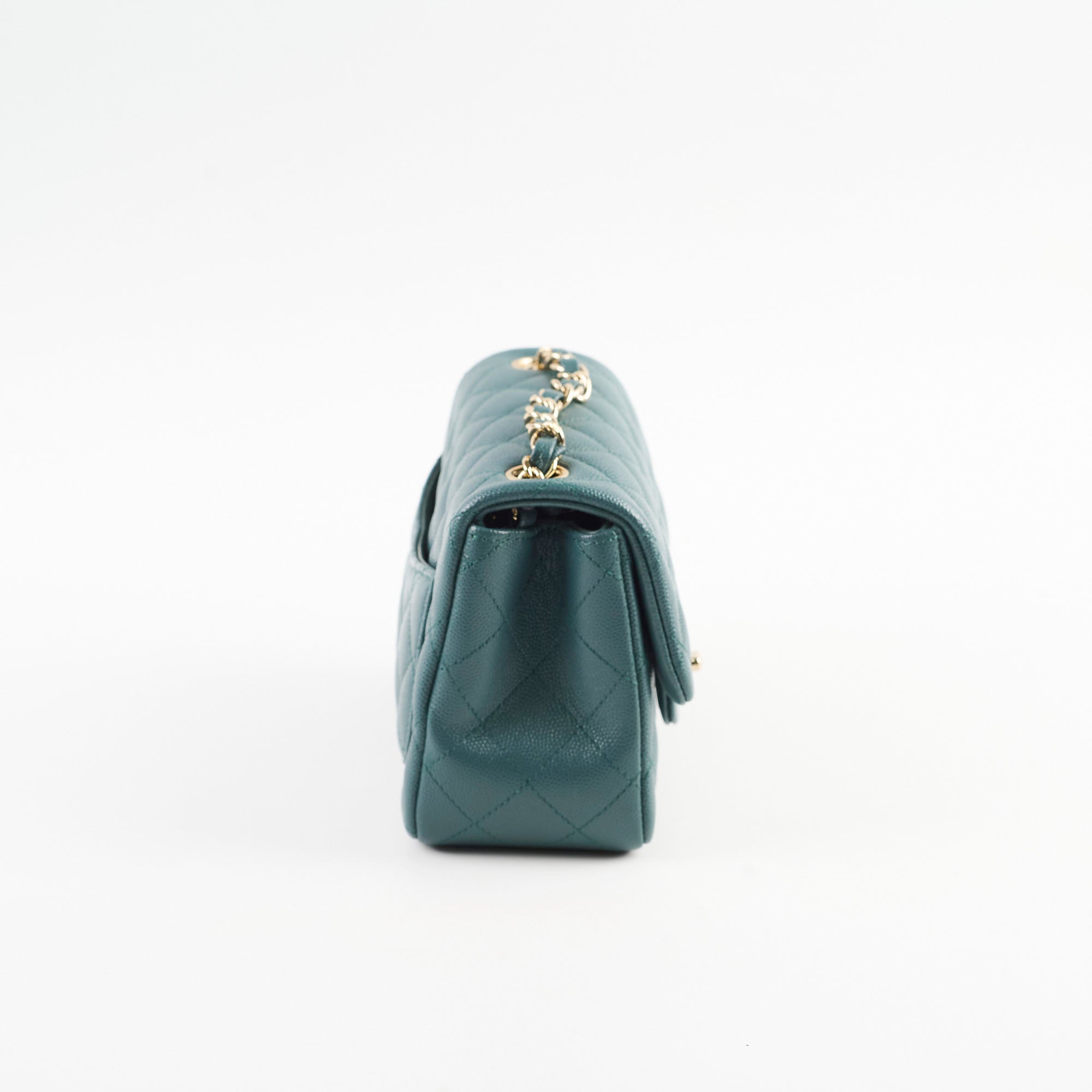 Chanel Caviar Mini Square Flap Bag Turquoise Leather Crossbody Purse for Women - Perfect for Parties, Dating & Special Occasions
