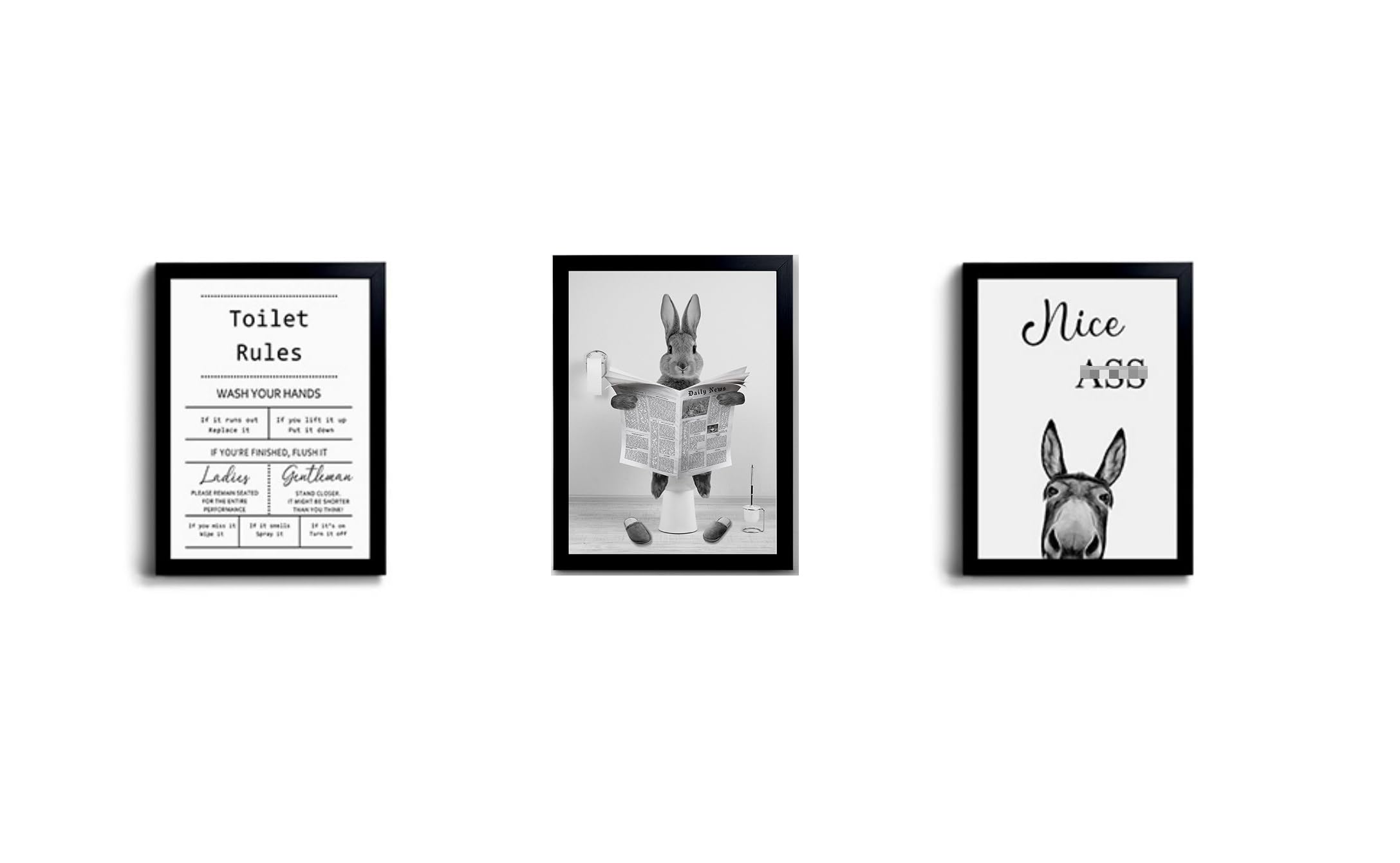 Funny Toilet Rules Quotes Sign - Humorous Bathroom Wall Art Decor for Guest Restroom | Perfect for Home, Office, or Restaurant Bathroom Decor