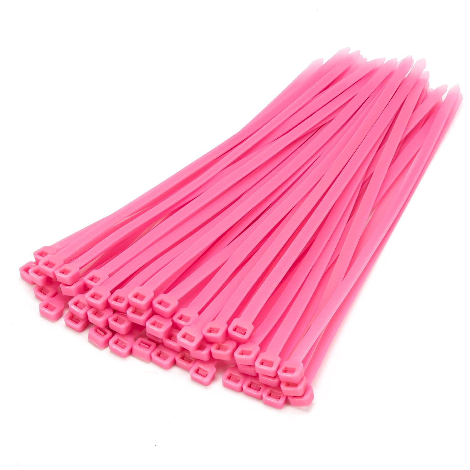 XINGO 100-Pack Heavy Duty 12-Inch Cable Zip Ties - 120 lbs Tensile Strength, Self-Locking Plastic Wire Ties for Indoor & Outdoor Use (Pink) - Perfect for Organizing Cables, Bundling Wires, and Securing Outdoor Equipment