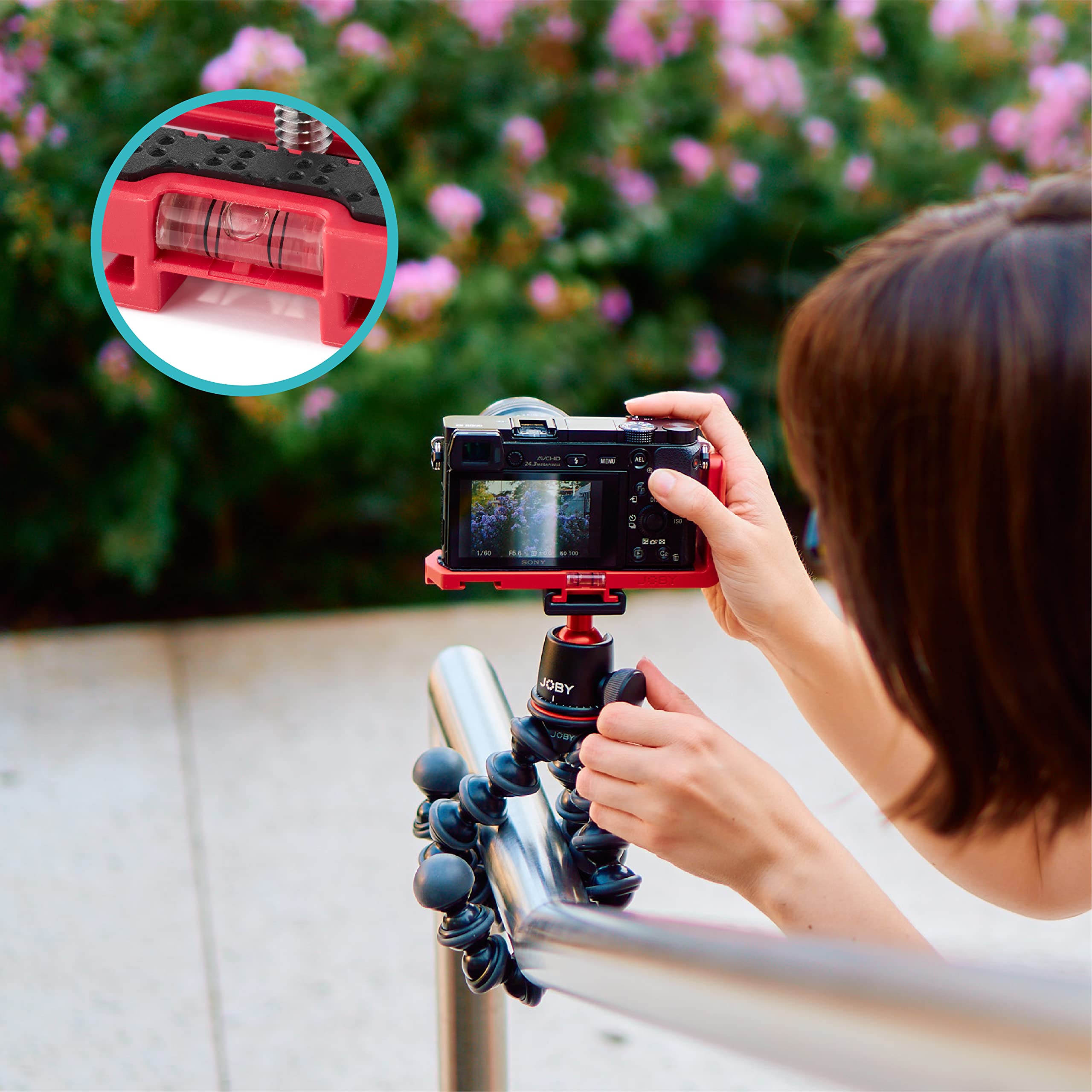 Joby Vert 3K L-Bracket - Compact Tripod for Mirrorless & CSC Cameras, Compatible with GorillaPod 3K Kit - Perfect for Vlogging, YouTube & TikTok Content Creation (Red, JB01684-BWW) - Ideal for Travel Photography, Outdoor Shoots & Social Media Videos