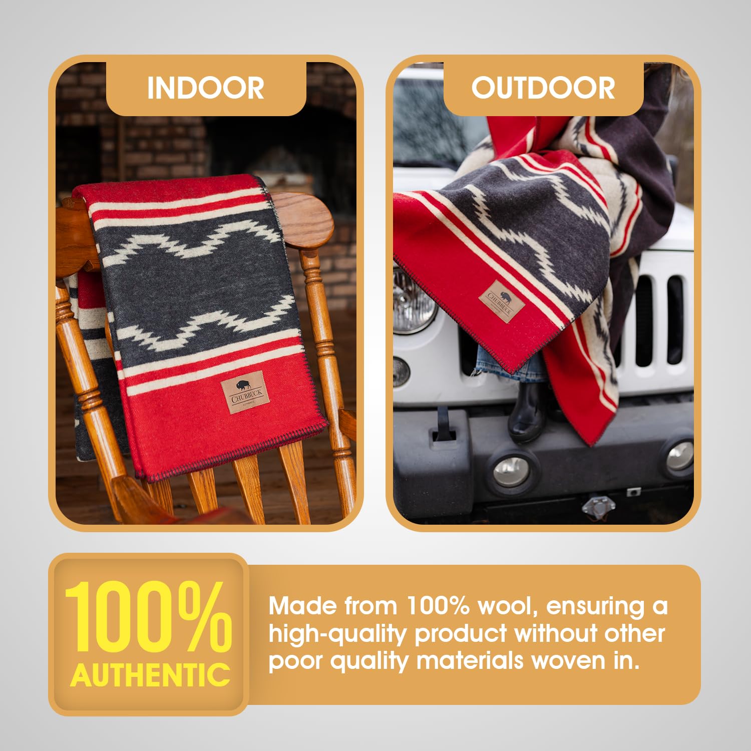 Premium 100% Wool Blanket for Winter Camping - 60