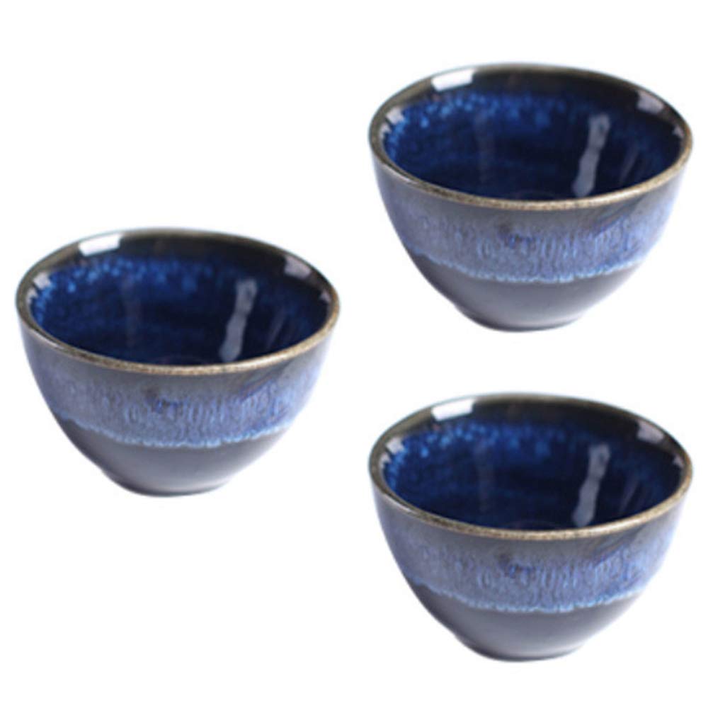 Premium Japanese Sake Set - 3pc Blue Porcelain Sake Cups for Cold Sake, Tea & Wine | Traditional Ceramic Drinking Cups for Japanese Rice Wine, Coffee & White Wine | Perfect for Home Dining, Gift Giving & Asian-Themed Parties