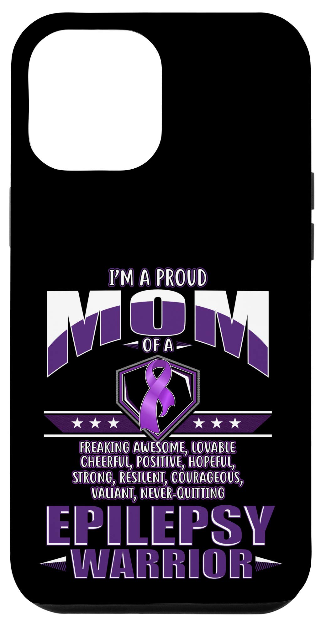 iPhone 12 Pro Max Case - Purple Ribbon Epilepsy Awareness Cover for Proud Moms | Support Childhood Epilepsy | Perfect for Everyday Use & Awareness Campaigns