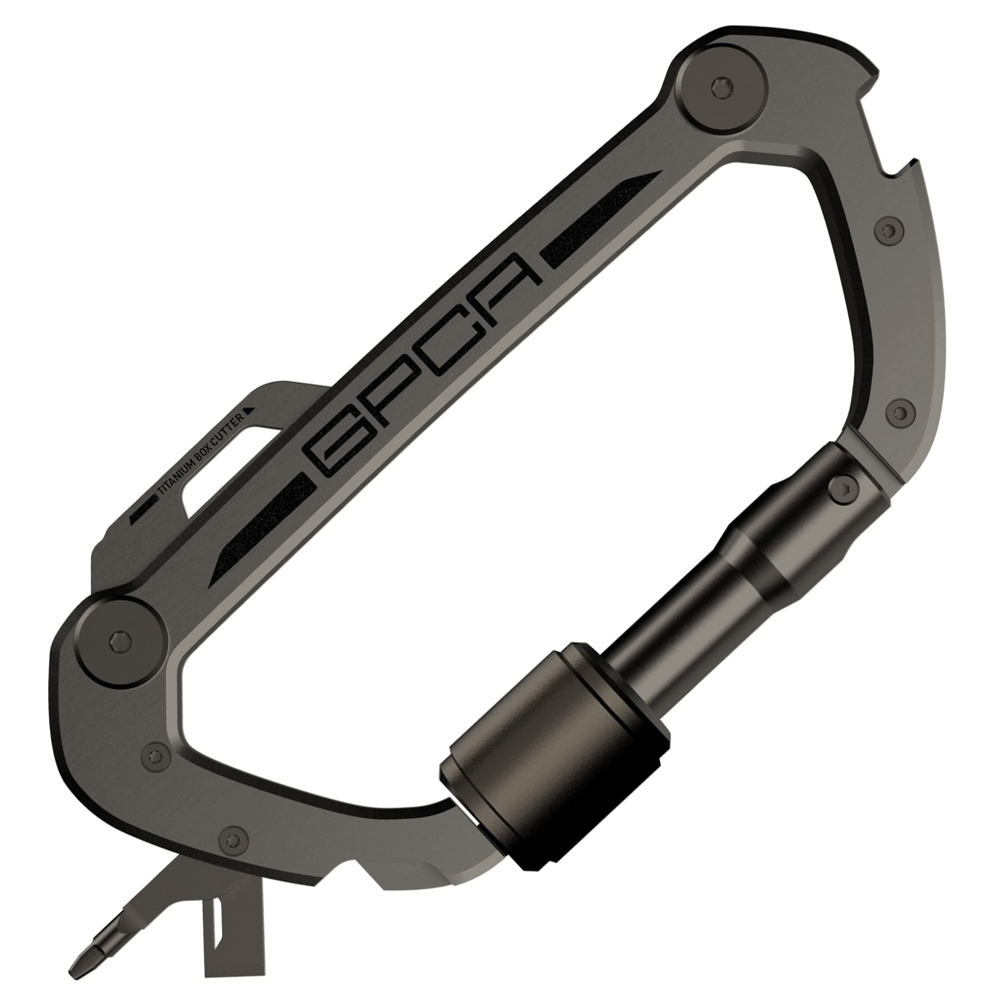 GPCA Heavy Duty Carabiner Keychain Clip - Key Organizer & Key Ring Holder with Bottle Opener - Multi Tool EDC Gear for Outdoor, Hiking, Camping & Everyday Carry (Black)