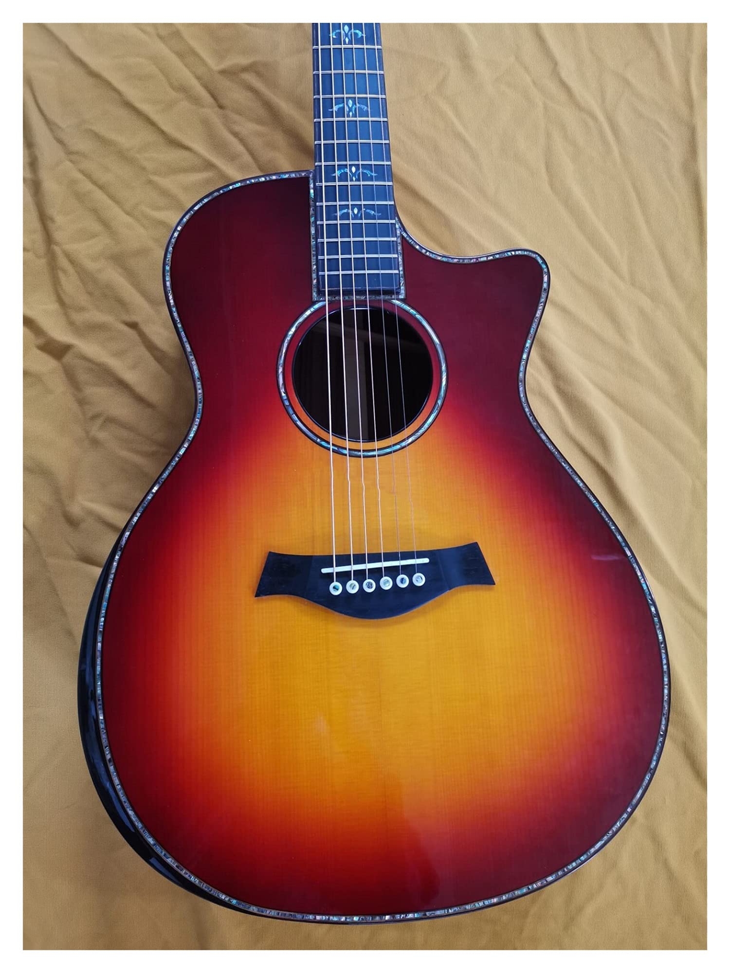 **Handmade AAAA All Solid Wood Custom Cutaway Acoustic Guitar with V-Shaped Bracing - 40 Inch Armrest Design for Beginners to Professionals | Perfect for Stage Performances, Studio Recording & Home Practice**