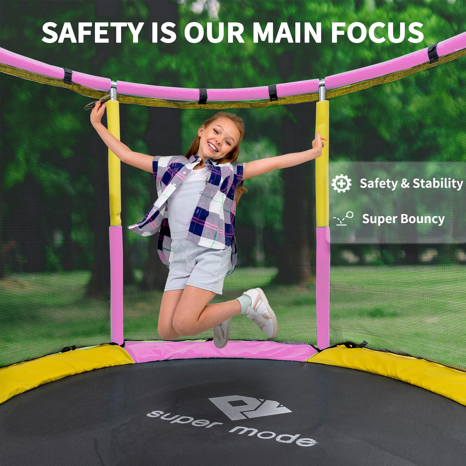 5FT Adjustable Kids Trampoline with Safety Enclosure Net - Indoor/Outdoor Toddler Trampoline, No-Gap Safe Design for Boys & Girls - Perfect Birthday Gift for Backyard Play, Exercise & Family Fun