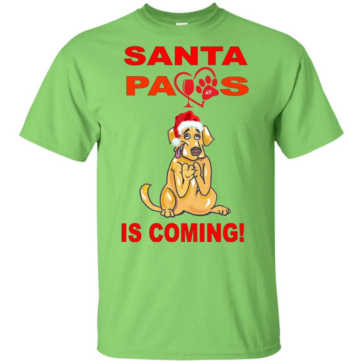 Santa Paws Is Coming - Funny Christmas Dog Lover Youth T-Shirt | Ultra Soft Cotton Tee for Kids & Teens | Perfect Gift for Pet Owners & Holiday Parties