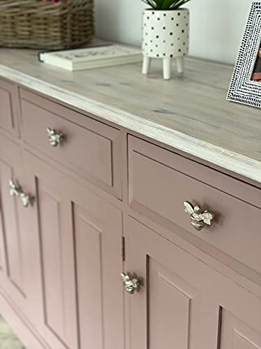 Brass Bumble Bee Drawer Knobs (6-Pack) - Vintage Bee Cabinet Handles for Cupboards, Doors & Drawers - Nickel Silver Finish - Perfect for Farmhouse, Cottage & Kids Room Decor