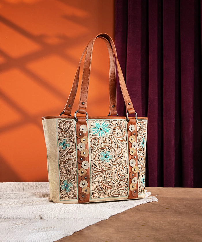 Montana West Embroidered Floral Cut Out Tote Bag for Women - Stylish Handbag for Work, Travel & Shopping