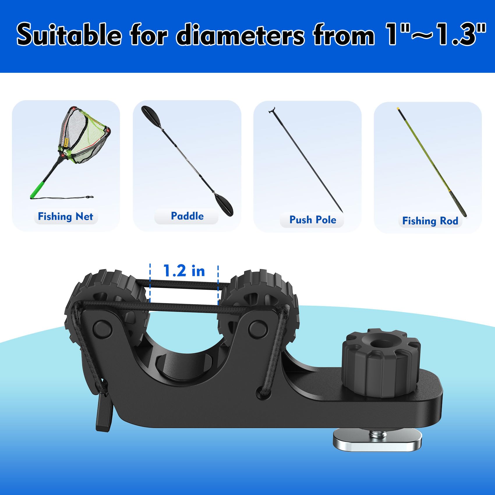 2-Piece Extendable Kayak Paddle Holder - Kayak Track Mount Accessories for Standard Paddles & Oars - Durable Kayak Rail Accessories for Fishing Kayaks | Perfect for Kayak Fishing, Paddle Storage & Water Sports