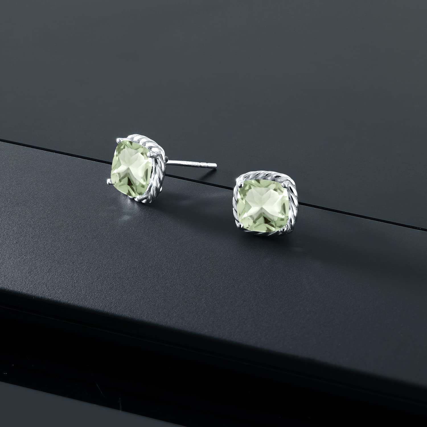 10K White Gold 7MM Cushion Cut Birthstone Stud Earrings for Women & Men | Genuine Gemstone Jewelry Gifts for Mom, Wife, Her | Perfect for Birthdays, Anniversaries & Special Occasions