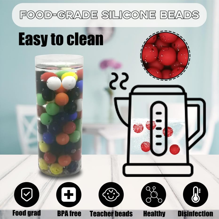 100 Pcs 15mm Red Silicone Beads Bulk - Loose Rubber Round Focal Beads for DIY Jewelry Making, Keychains, Pens, Necklaces, Bracelets & Lanyards - Perfect for Crafts, Gifts & Accessory Design