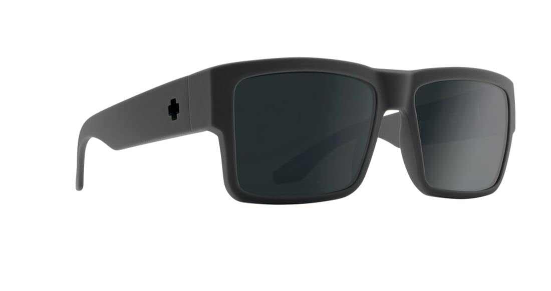 Spy Cyrus Polarized Sunglasses - Soft Matte Dark Gray Frame with Happy Lens + Hard Case | UV Protection for Driving, Fishing & Outdoor Activities