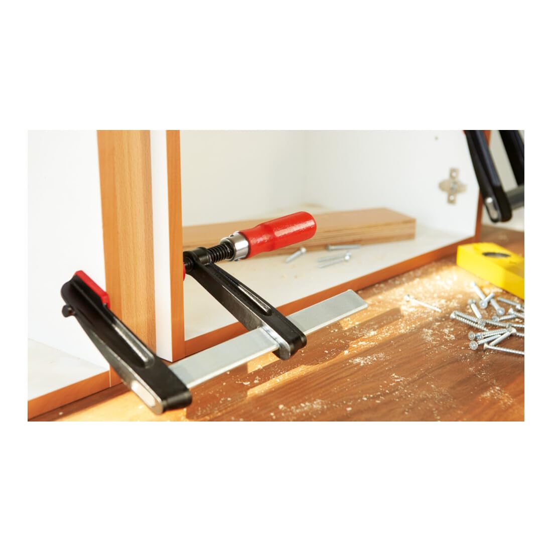 Bessey TGRC25 Heavy Duty Screw Clamp - 9.84In/4.72In Cast Iron Construction - Black/Red/Silver - Ideal for Woodworking, Metalworking & DIY Projects