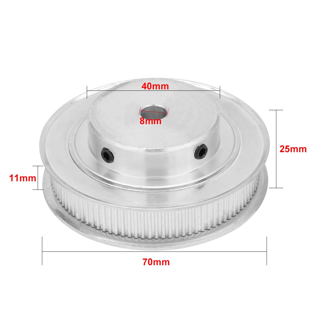 uxcell 100 Teeth 8mm Bore 2.032mm Pitch Aluminum Timing Belt Pulley - Compatible with 10mm Belt for 3D Printers, CNC Machines & Industrial Equipment