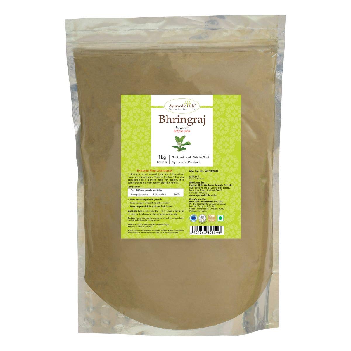 Bhringraj Powder for Hair Growth & Scalp Health - 1kg (Pack of 4) - 100% Natural Ayurvedic Herbal Remedy for Dandruff, Hair Fall & Premature Greying - Perfect for DIY Hair Masks & Ayurvedic Treatments