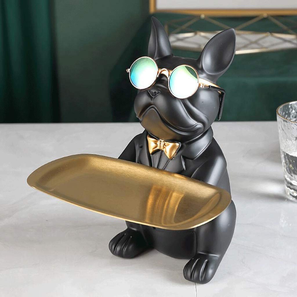 Modern Bulldog Sculpture - Multifunctional Table Decor & Coin Bank for Home Office Desk Storage | Unique Figurine for Living Room, Bedroom, and Gift Giving