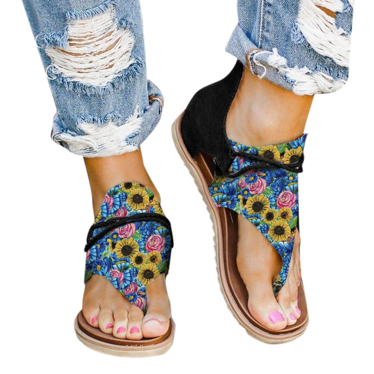 Strappy Flower Flip Flop Sandals for Women - Comfortable Slip-On Beach Slides & Casual Summer Slippers - Perfect for Poolside, Vacation, and Everyday Wear
