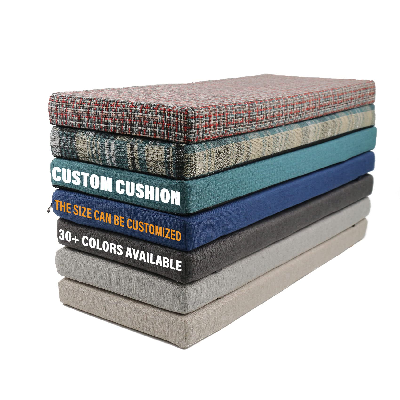 Custom Size Bench Cushion - Waterproof Outdoor & Indoor Seat Cushion, Durable Patio Furniture Cushion with High Resilience for Garden, Deck, Poolside & Porch Comfort