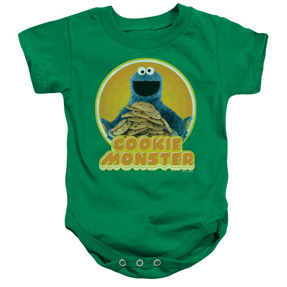 A&E Designs Cookie Monster Romper - Funny Baby Bodysuit with Iron-On Design | Perfect for Newborn Photoshoots & Birthday Parties