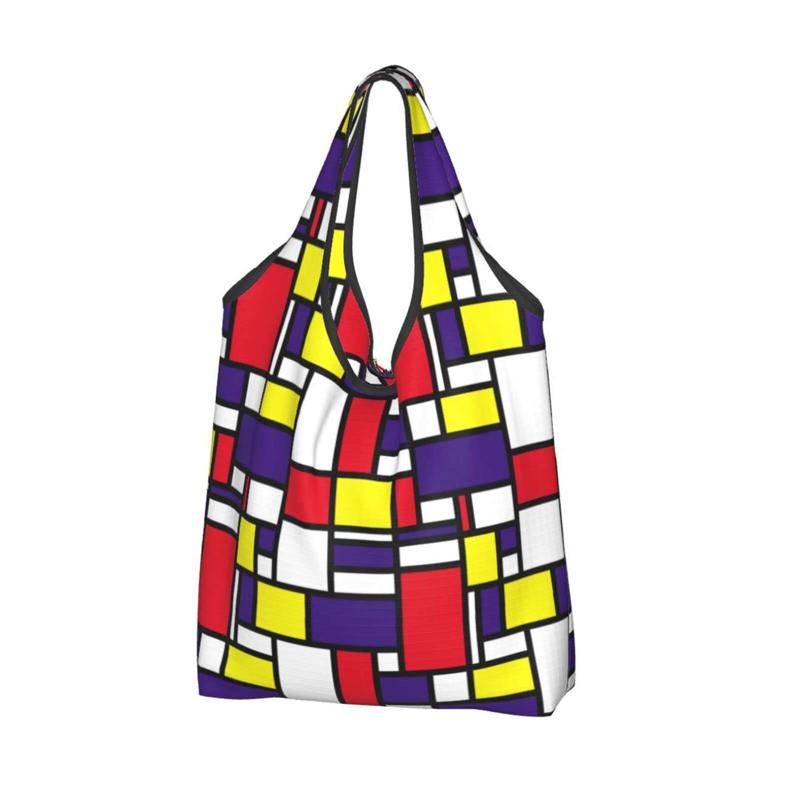 Stylish Geometric Colorful Mosaic Reusable Shopping Bags - Waterproof Large Foldable Grocery Tote - Perfect for Grocery Shopping, Beach Trips & Eco-Friendly Errands