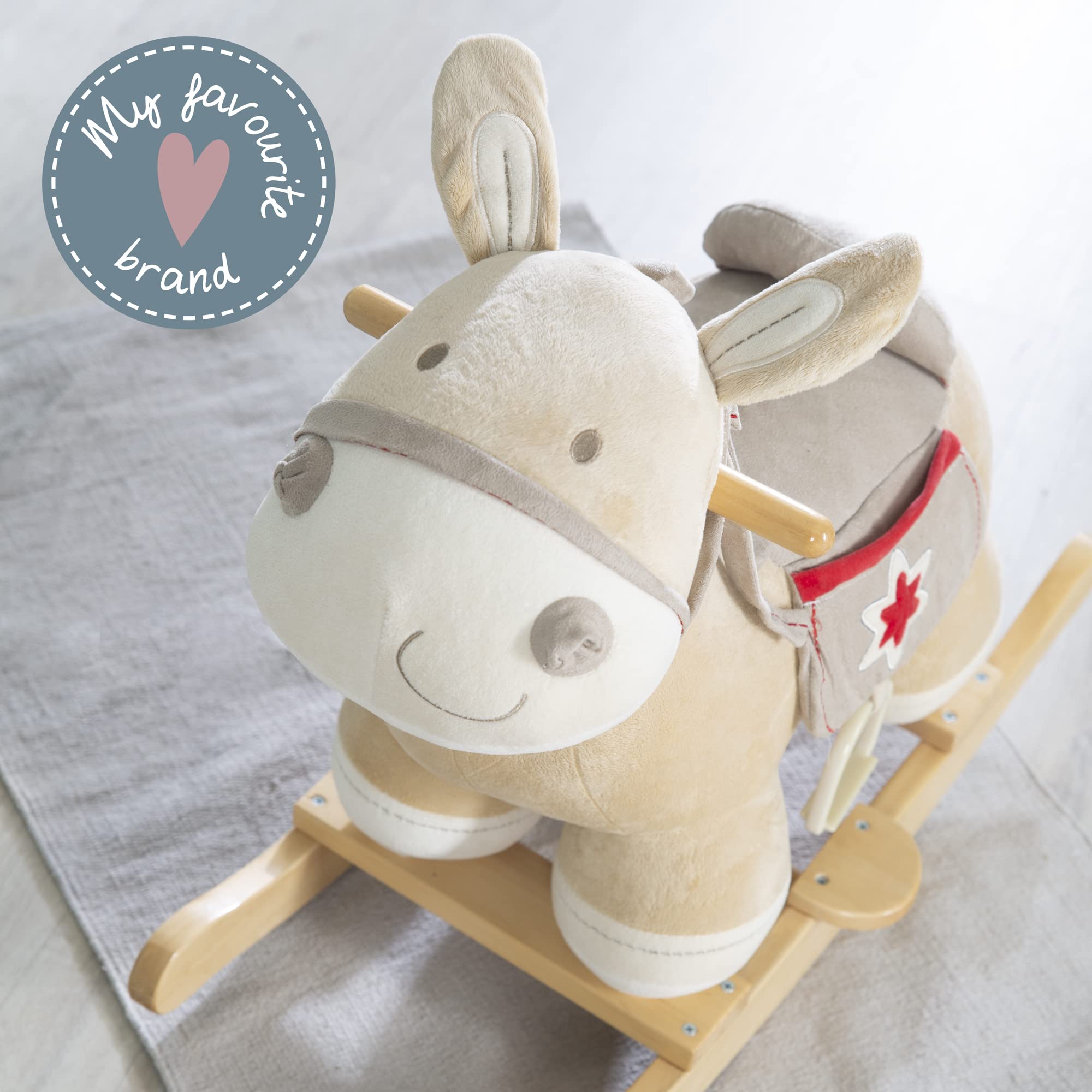 Wooden Rocking Horse with Soft Plush and Sturdy Handles - Balance Training Toy for Boys & Girls Ages 18 Months to 6 Years - Perfect for Nursery, Playroom & Indoor Playtime - Brown