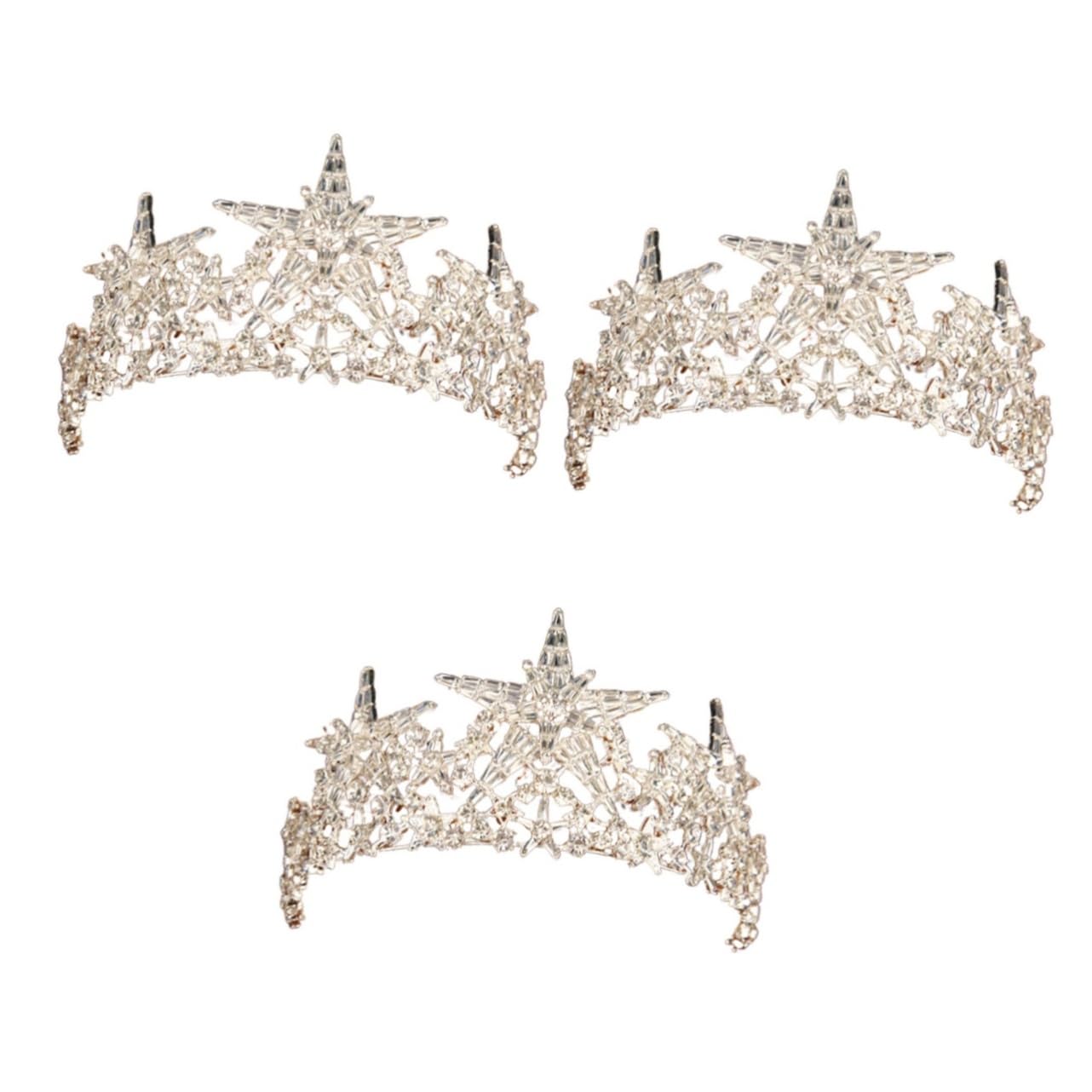 FRCOLOR 3-Piece Rhinestone Headband Set for Women - Wedding Bridal Headpiece, Crystal Tiara, Turban & Bandana Headwear - Perfect for Brides, Fairy Costumes & Special Occasions