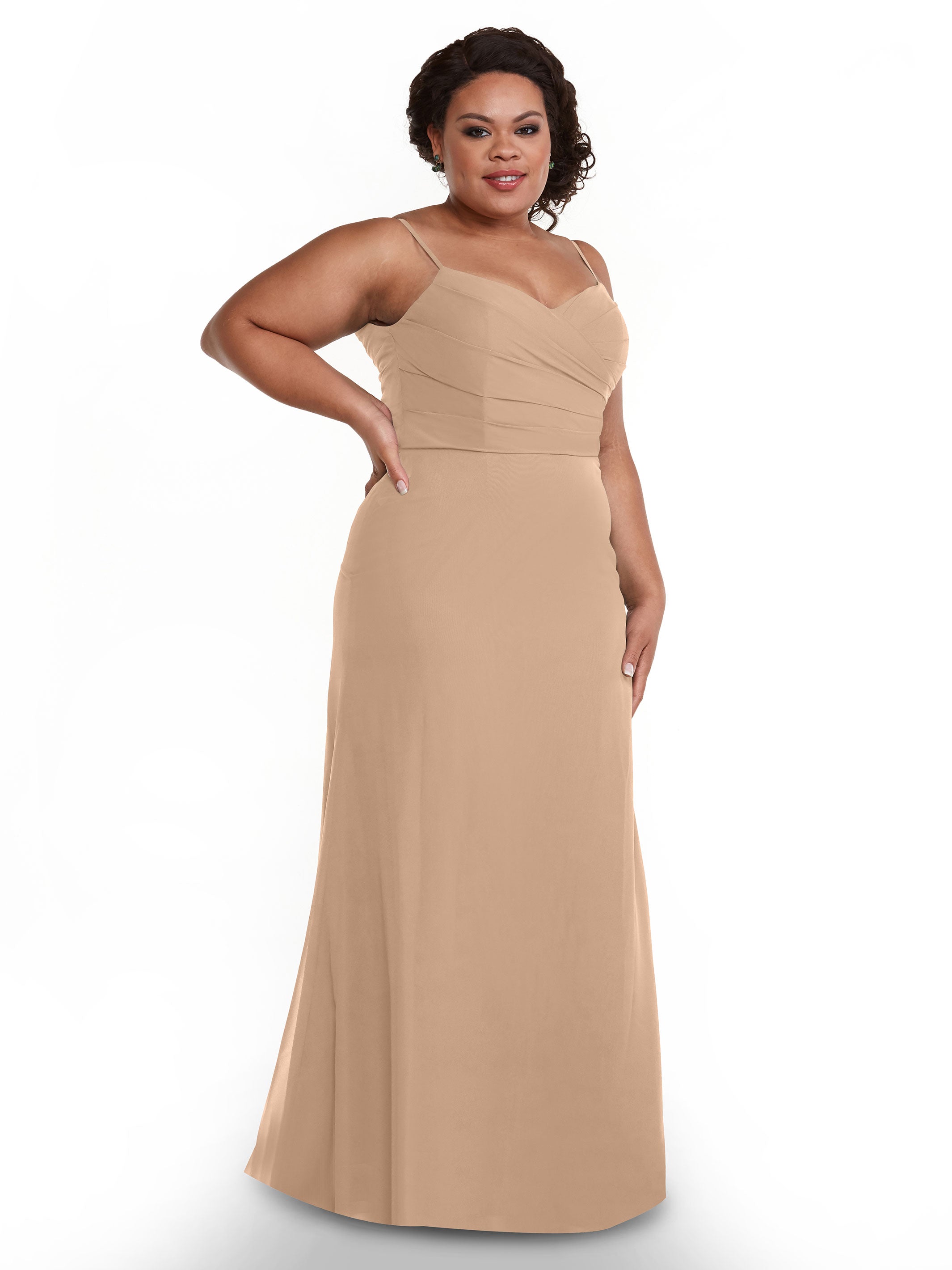 Elegant 80169 Chiffon Sheath Bridesmaid Dress with Pleated Bodice - Perfect for Weddings, Formal Events & Special Occasions
