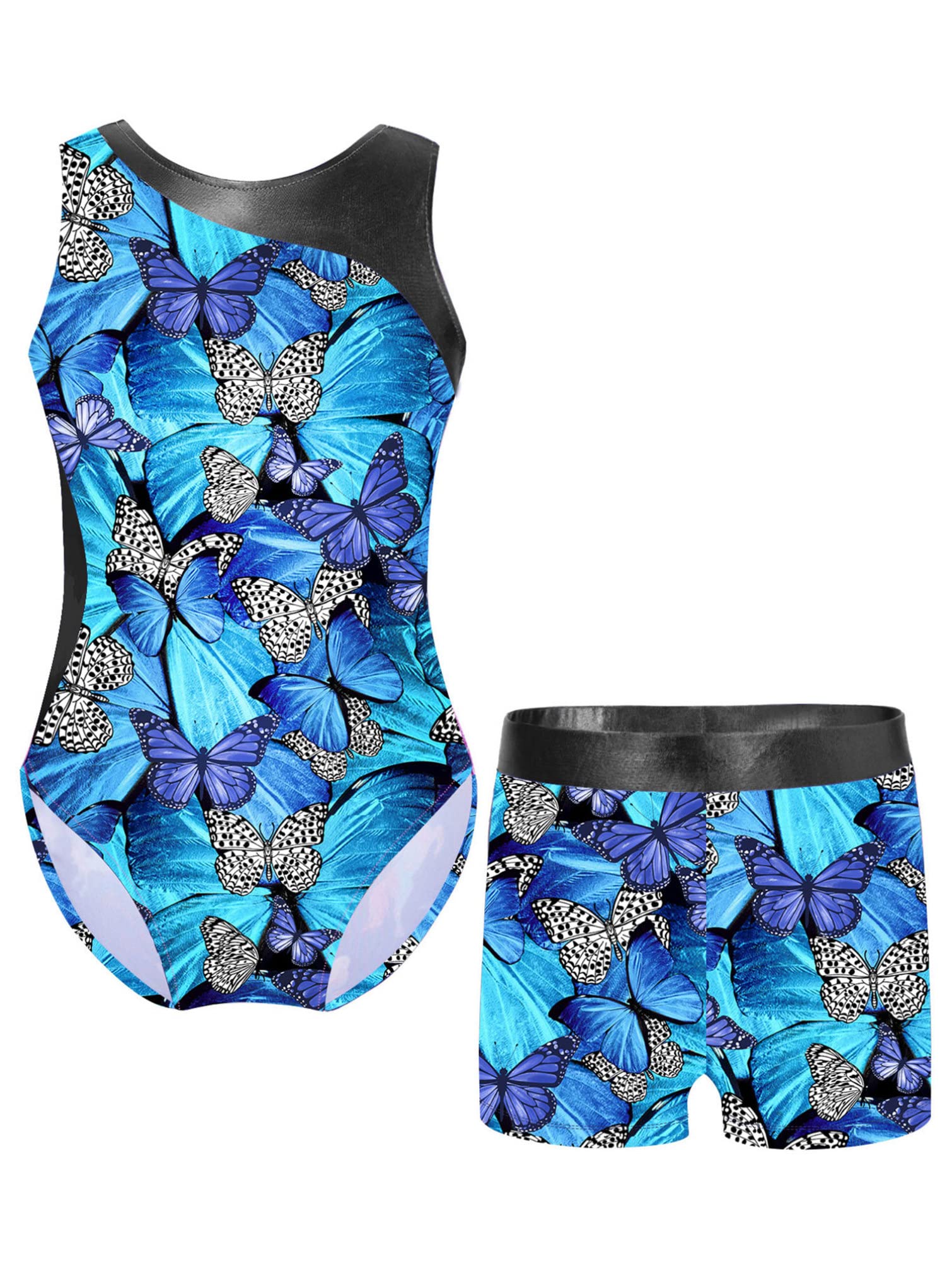 Girls Ballet Leotard - Gymnastics Dance Outfit with Workout Shorts for Kids - Perfect for Ballet Class, Gymnastics Practice & Dance Performances