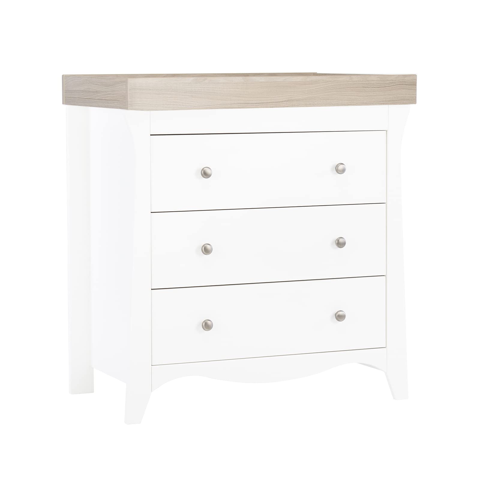 Clara Baby Changing Table with 3 Drawers - 2-in-1 Nursery Dresser & Diaper Changing Station - White & Ash Wood Baby Furniture for Newborns - Perfect for Nursery Organization & Diaper Changes