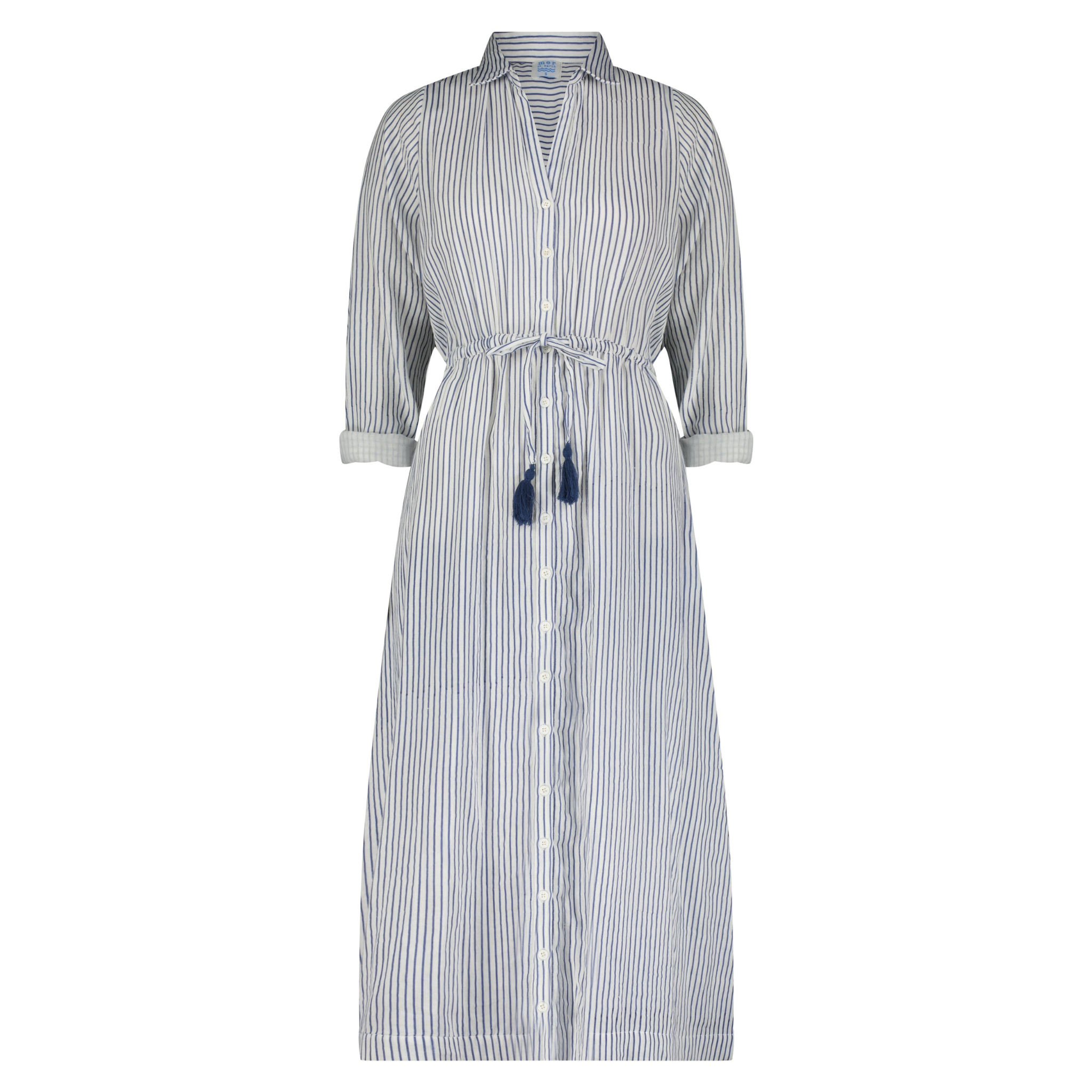 Anais Women's Button Front Shirtdress - Navy Blue & White Striped Casual Summer Dress for Beach, Office & Date Night