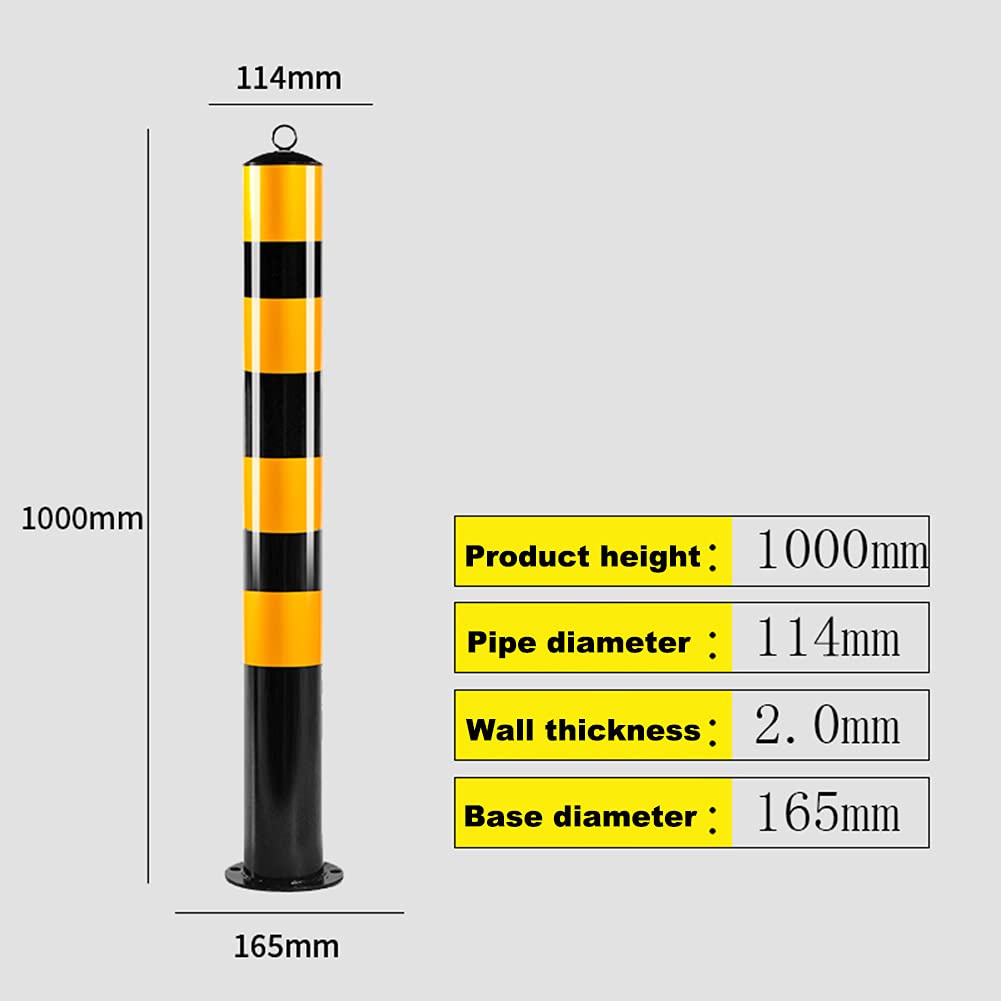Heavy Duty Fixed Bollard Security Post - Reflective Parking Barrier for Driveway Safety - Durable & Easy to Install Bollard - Perfect for Parking Lots, Garages, and Commercial Properties