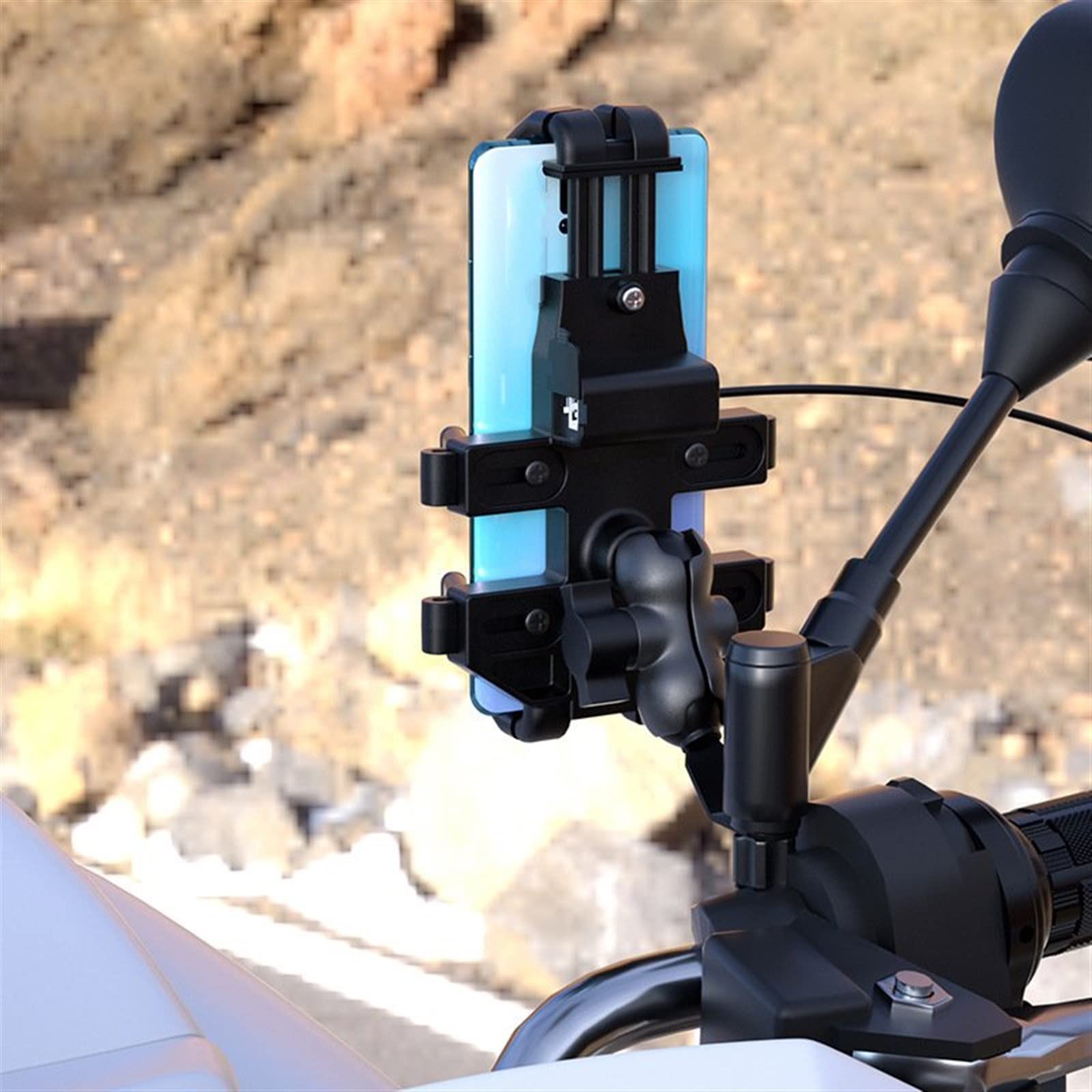 TSTS Motorcycle Phone Mount - Aluminum Alloy 360° Rotating Bike Phone Holder for iPhone & Android - Perfect for Motorcycle, Bicycle, Scooter & Outdoor Adventures