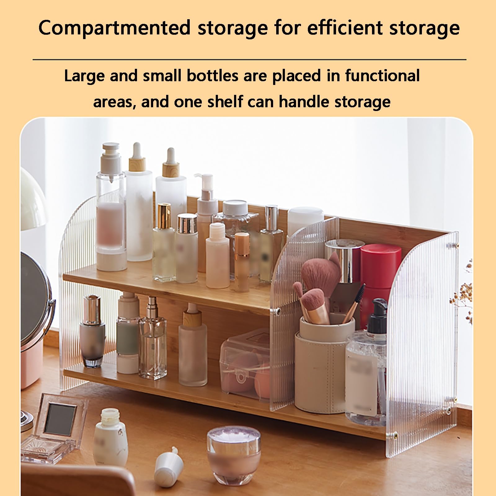 Wooden Desktop Shelf Organizer - Multi-Purpose Storage Rack for Books, Cups & Decor | Perfect for Dorm, Kitchen, Bathroom, Bedroom & Living Room | Space-Saving Home & Office Organization Solution