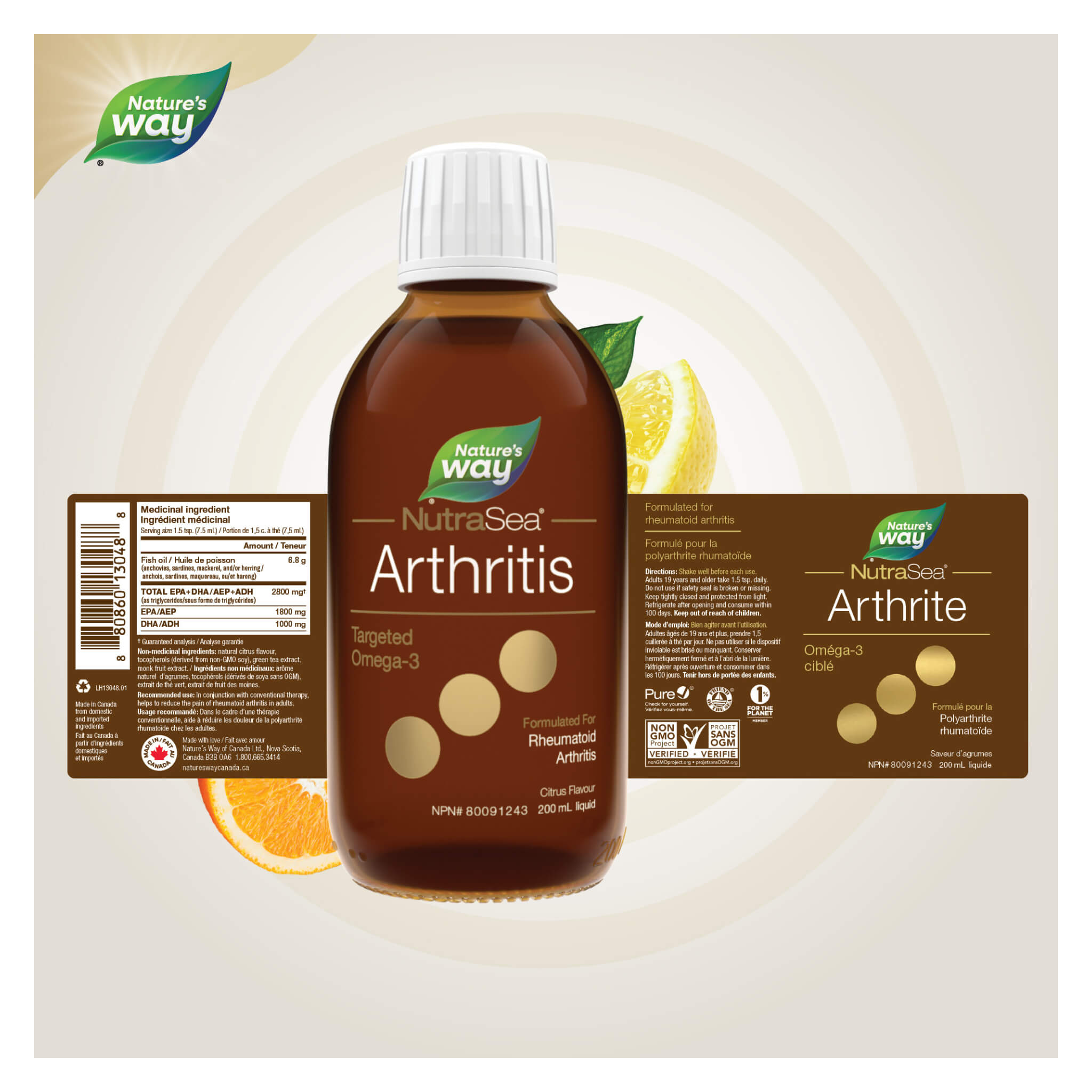 NutraSea Arthritis Targeted Omega 3 Supplement - Citrus Flavor Fish Oil for Joint Pain Relief & Inflammation Support - Supports Mobility & Healthy Joints for Active Lifestyles