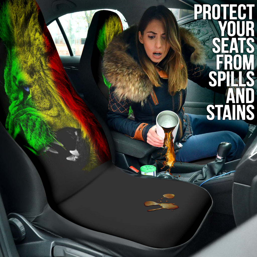 Premium Rasta Lion Roaring Car Seat Covers - Stylish & Durable Auto Accessories for Jeep, Truck & SUV - Perfect for Reggae Fans & Car Enthusiasts (Style 2 211401)