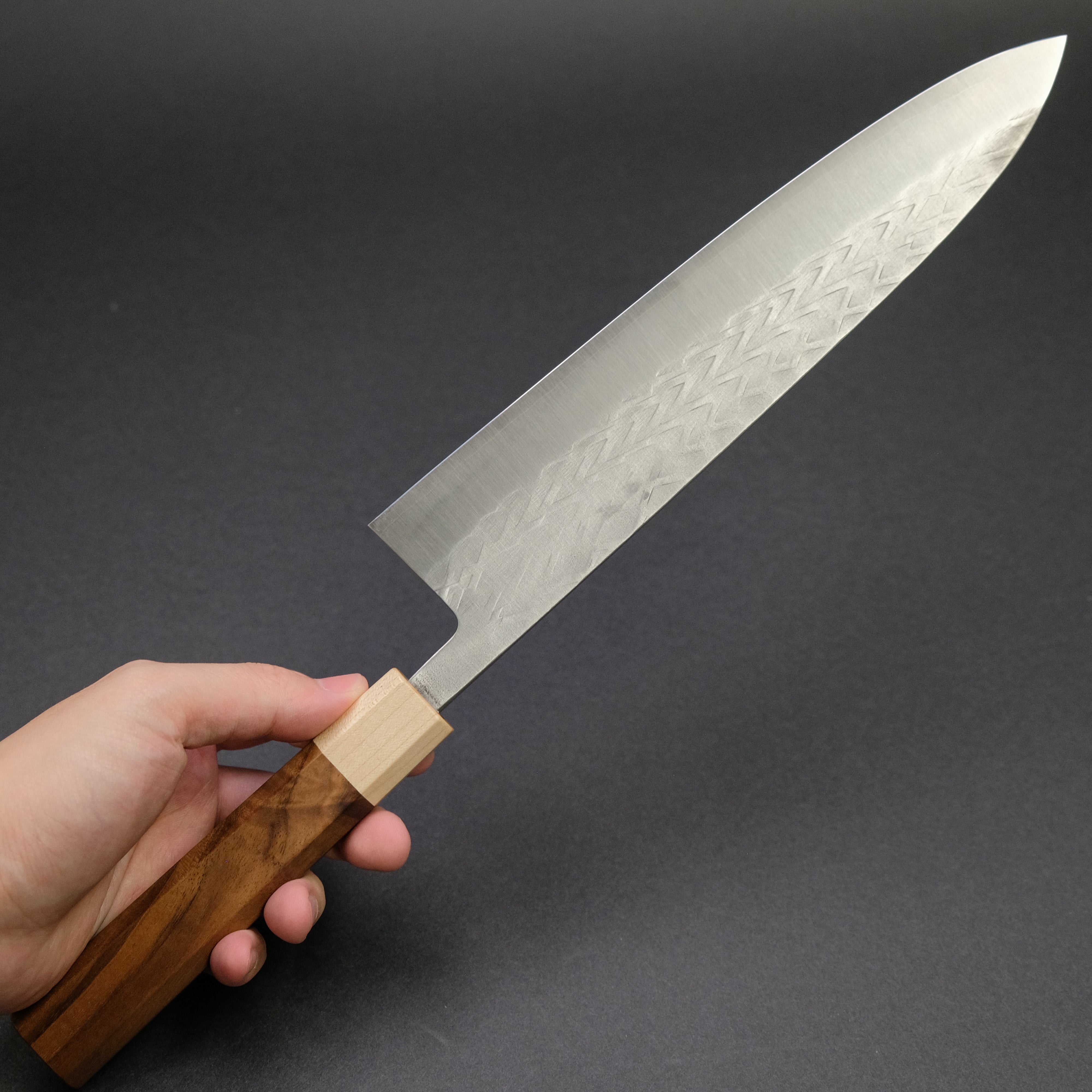 Hitohira TD SLD Tsuchime Gyuto 240mm Japanese Chef Knife with Walnut Handle - Professional Kitchen Knife for Slicing, Dicing, and Meat Cutting