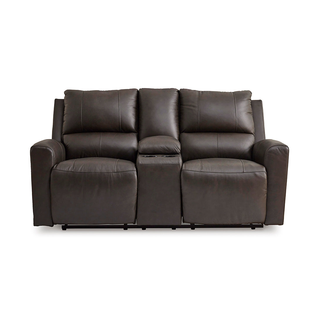 Boxmere Power Reclining Loveseat with Console - Modern Electric Recliner Sofa for Living Room, Home Theater & Small Spaces - Comfortable PU Leather Sectional Couch with Cup Holders & USB Charging Ports