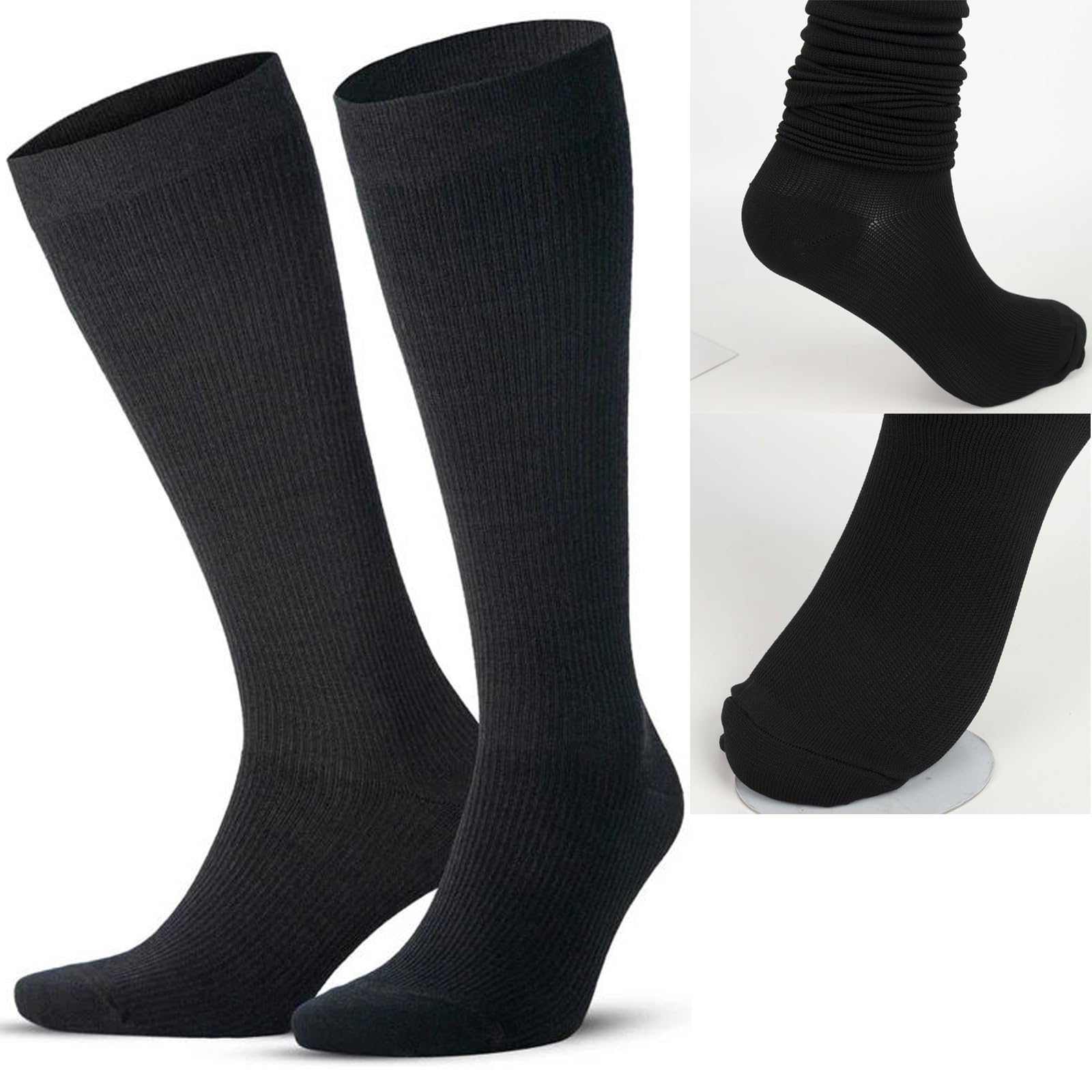 8 Pairs Men's Compression Socks 15-20 mmHg Knee High Support Stockings for Running, Hiking, Cycling & Travel - Improve Circulation & Reduce Leg Fatigue